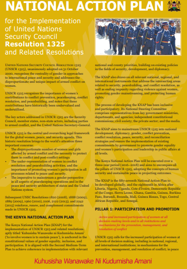 NATIONAL WORKPLAN FOR IMPLEMENTATION OF UN SECURITY COUNCIL RESOLUTION 1325